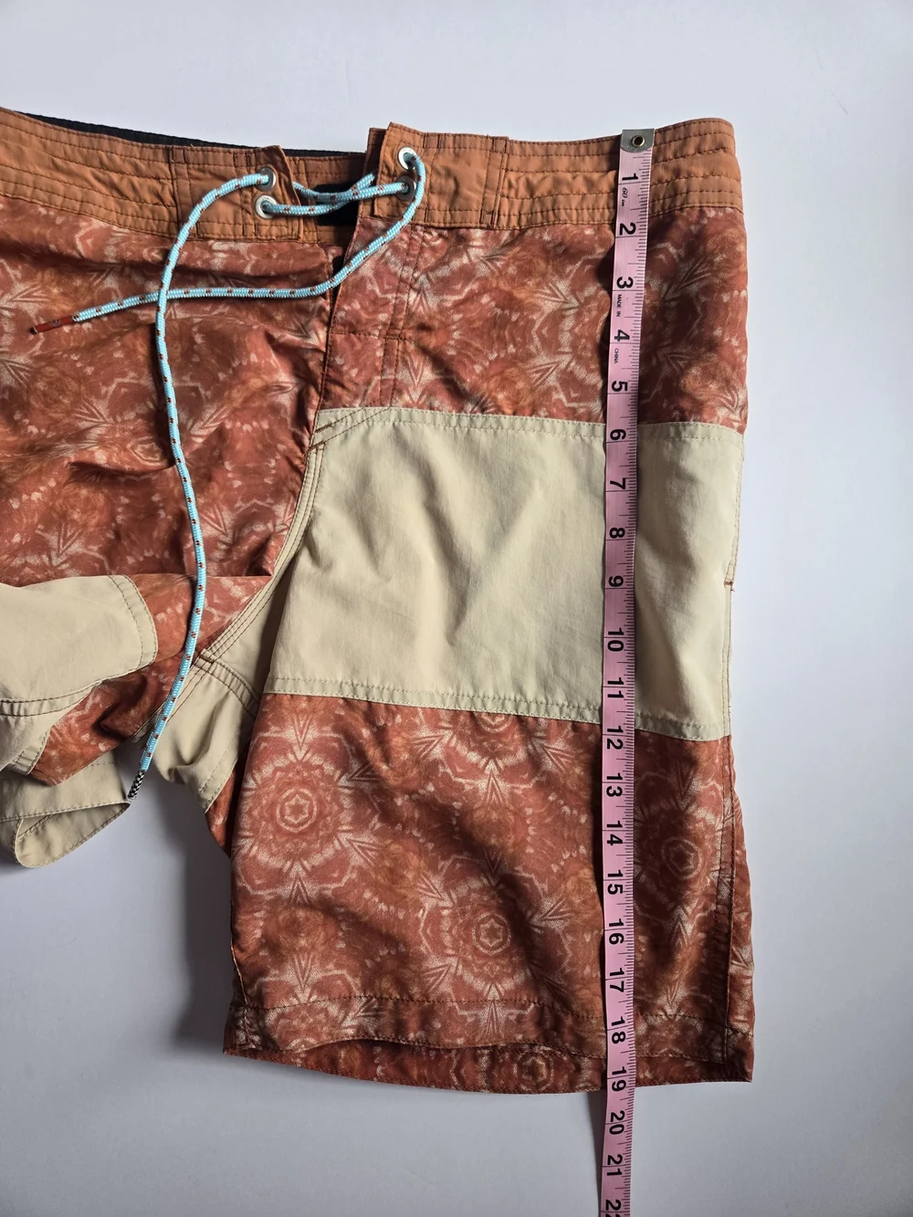 Quiksilver Rust Floral and Cream Colorblock Swim Shorts